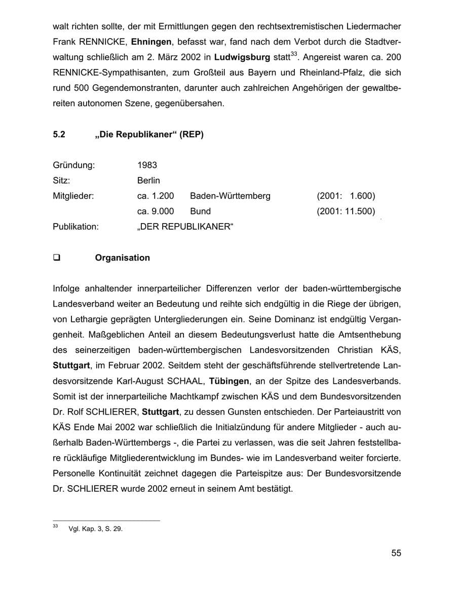 Seite 55 des Verfassungsschutzbericht 2002 Baden-Württemberg