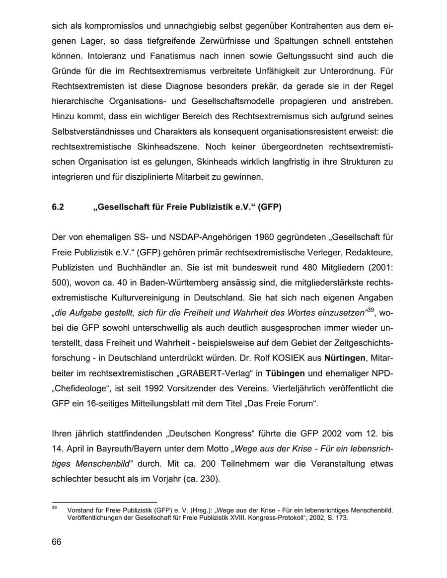 Seite 66 des Verfassungsschutzbericht 2002 Baden-Württemberg