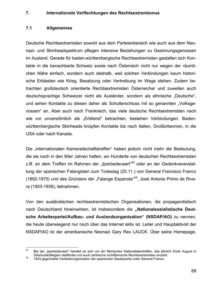 Seite 69 des Verfassungsschutzbericht 2002 Baden-Württemberg