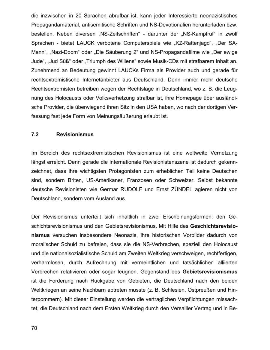Seite 70 des Verfassungsschutzbericht 2002 Baden-Württemberg