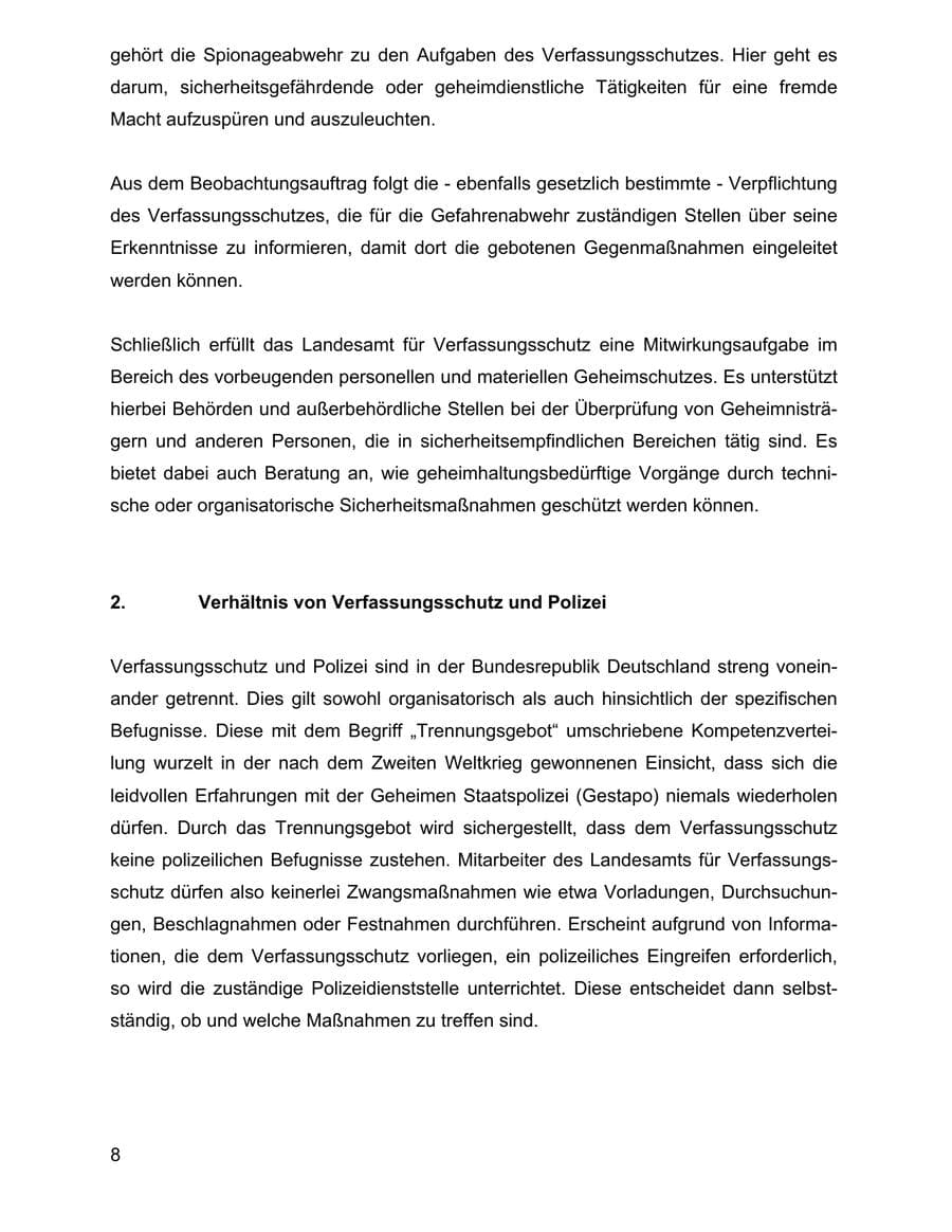 Seite 8 des Verfassungsschutzbericht 2002 Baden-Württemberg