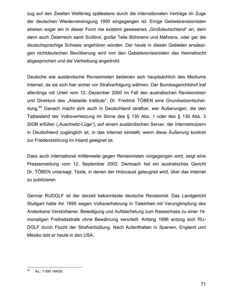 Seite 71 des Verfassungsschutzbericht 2002 Baden-Württemberg