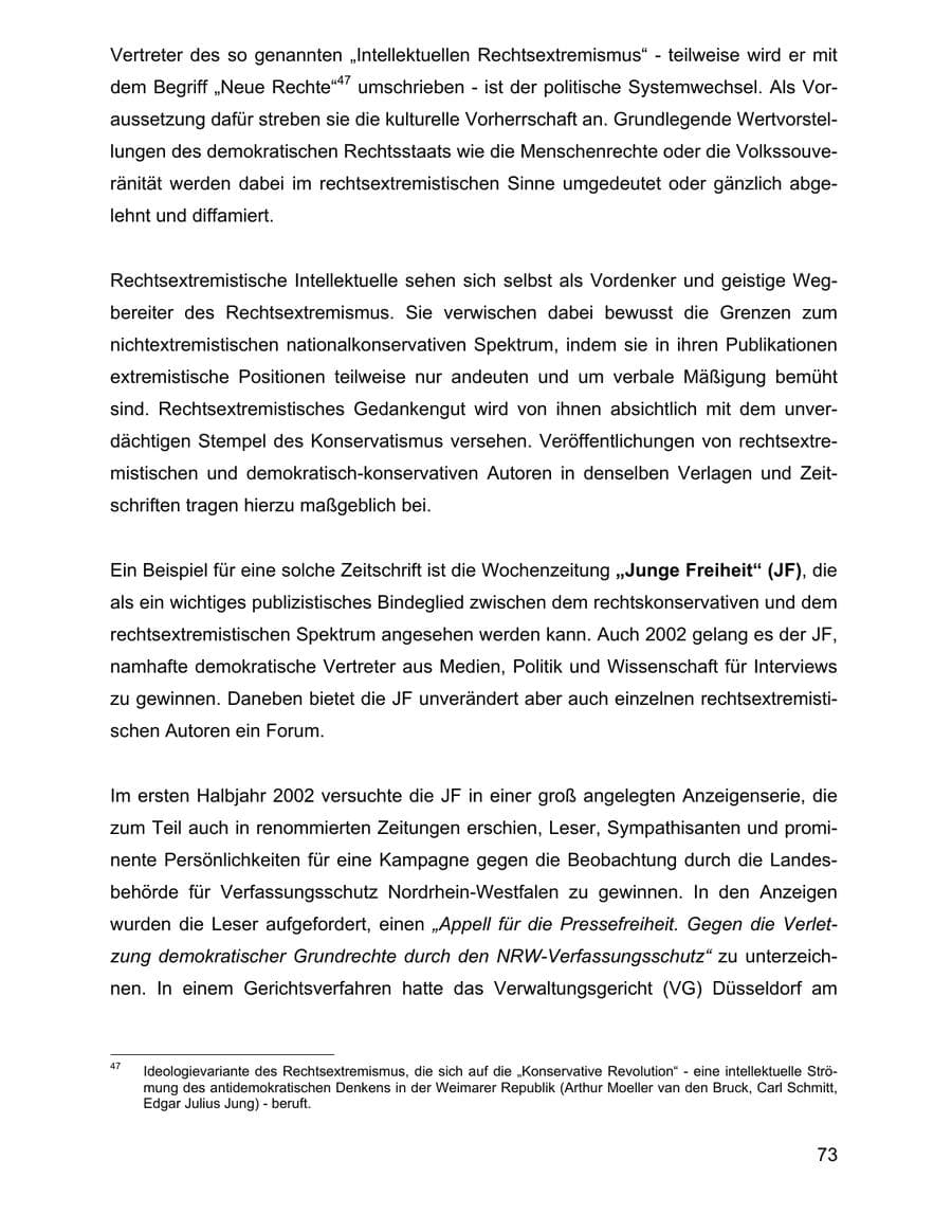 Seite 73 des Verfassungsschutzbericht 2002 Baden-Württemberg