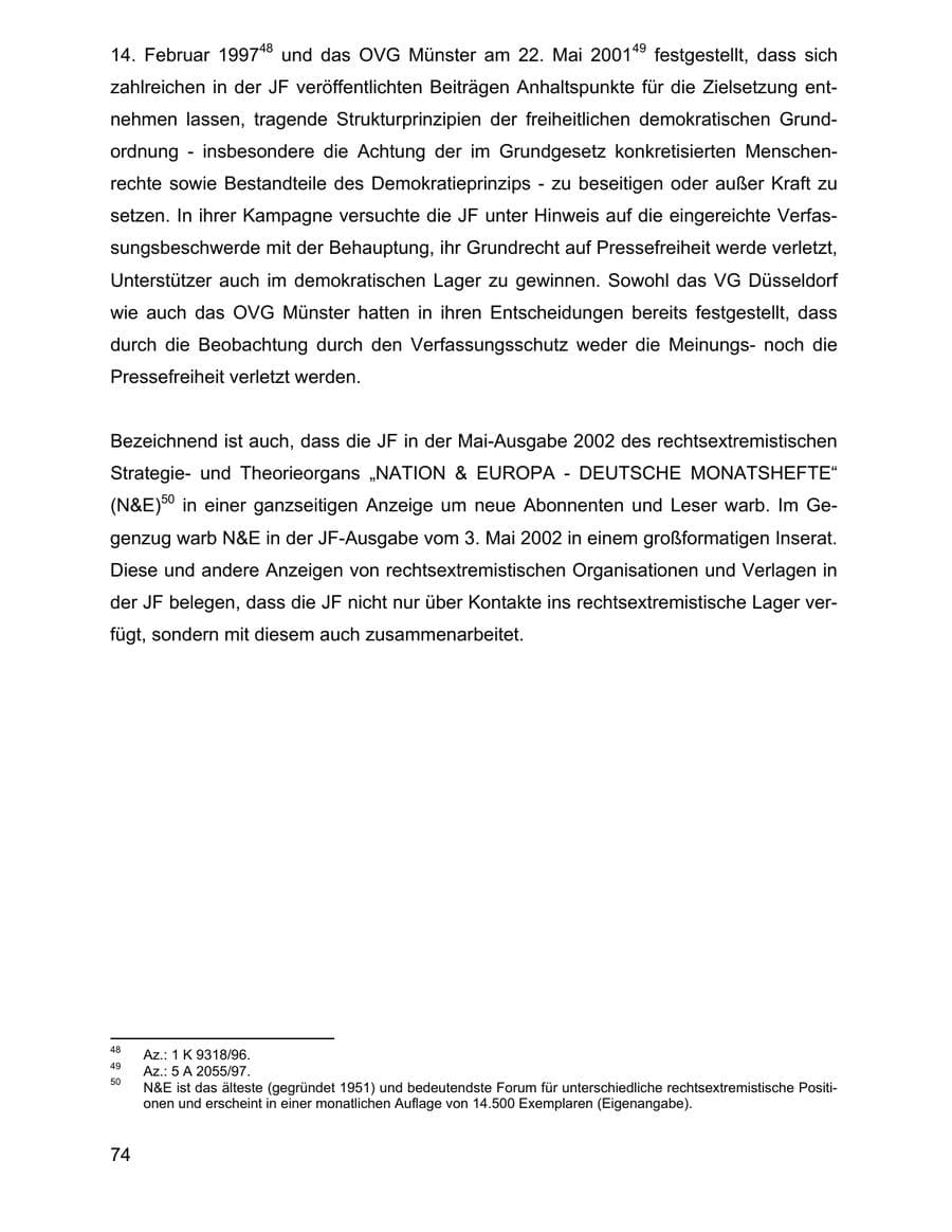 Seite 74 des Verfassungsschutzbericht 2002 Baden-Württemberg