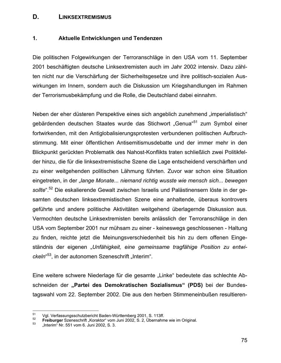 Seite 75 des Verfassungsschutzbericht 2002 Baden-Württemberg