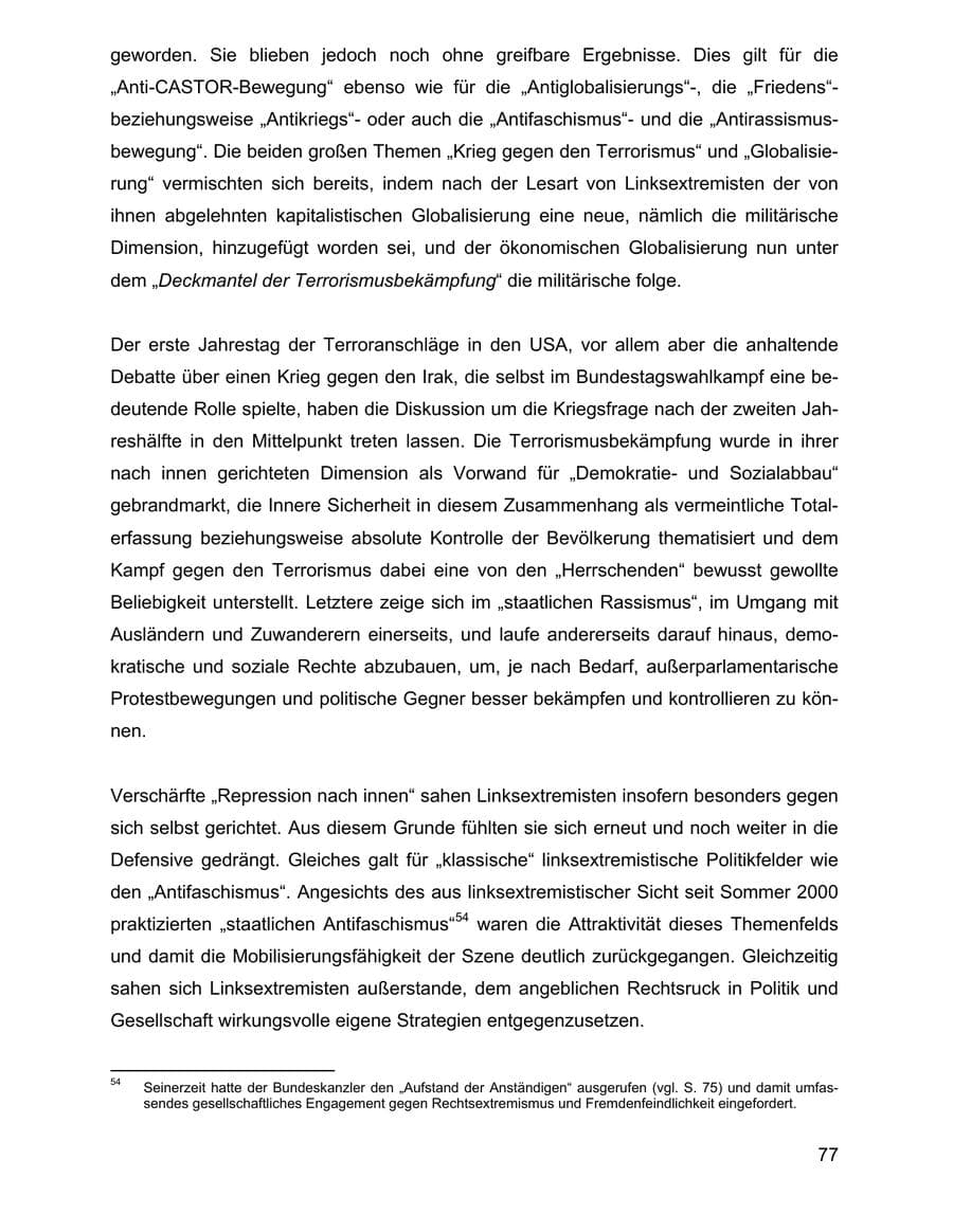 Seite 77 des Verfassungsschutzbericht 2002 Baden-Württemberg