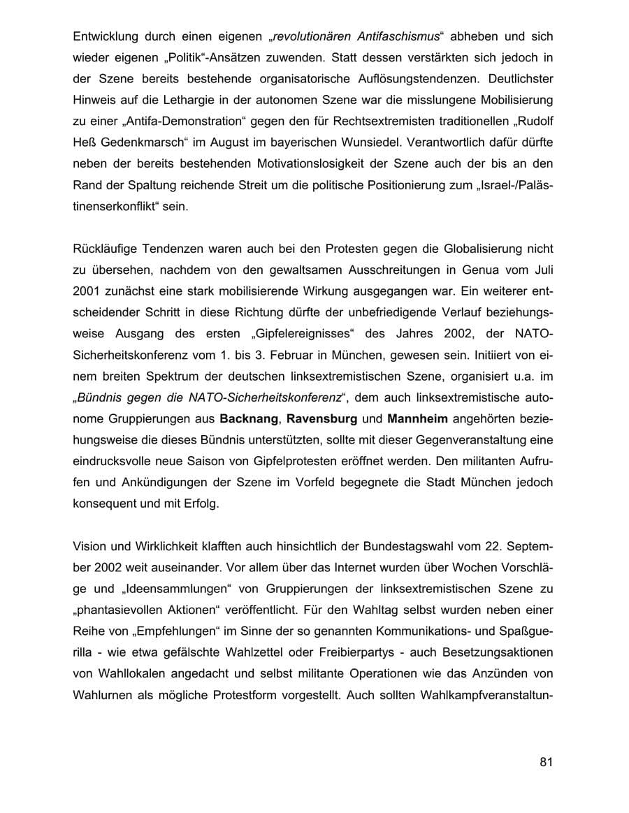Seite 81 des Verfassungsschutzbericht 2002 Baden-Württemberg