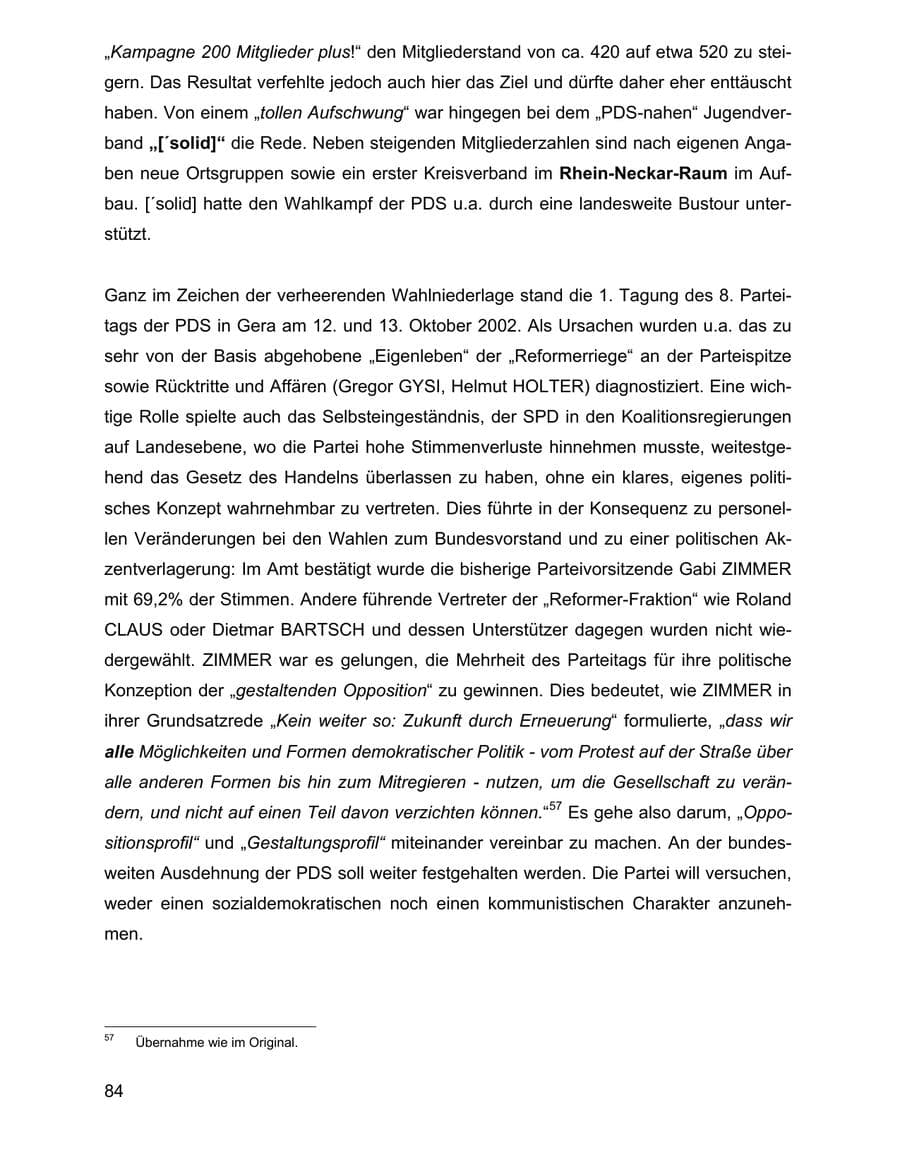 Seite 84 des Verfassungsschutzbericht 2002 Baden-Württemberg