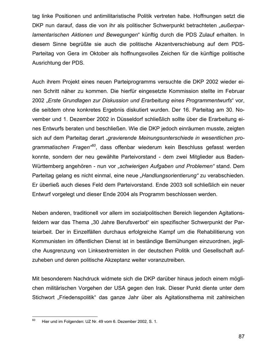 Seite 87 des Verfassungsschutzbericht 2002 Baden-Württemberg