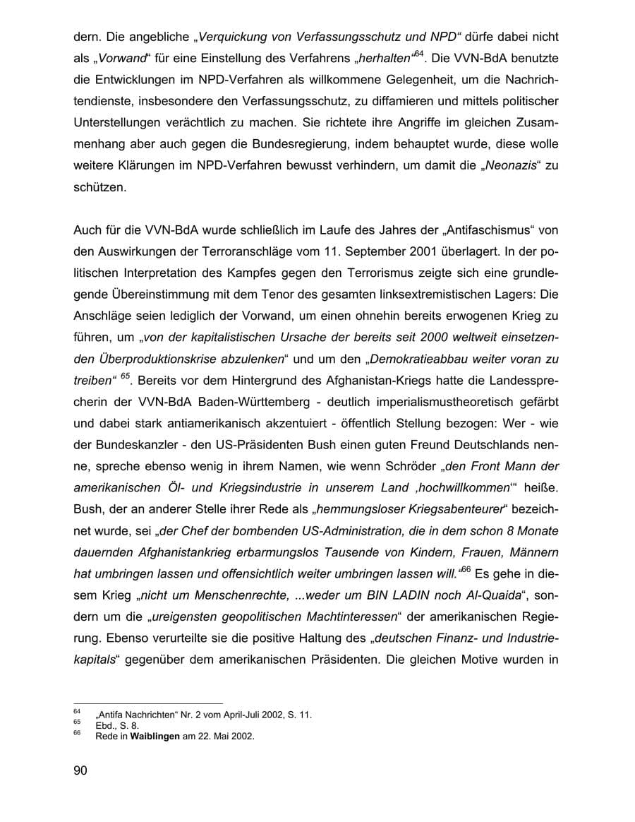 Seite 90 des Verfassungsschutzbericht 2002 Baden-Württemberg