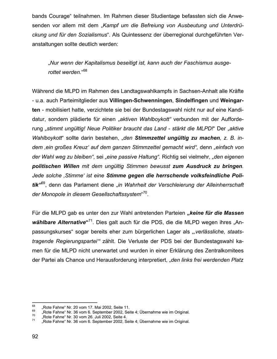 Seite 92 des Verfassungsschutzbericht 2002 Baden-Württemberg