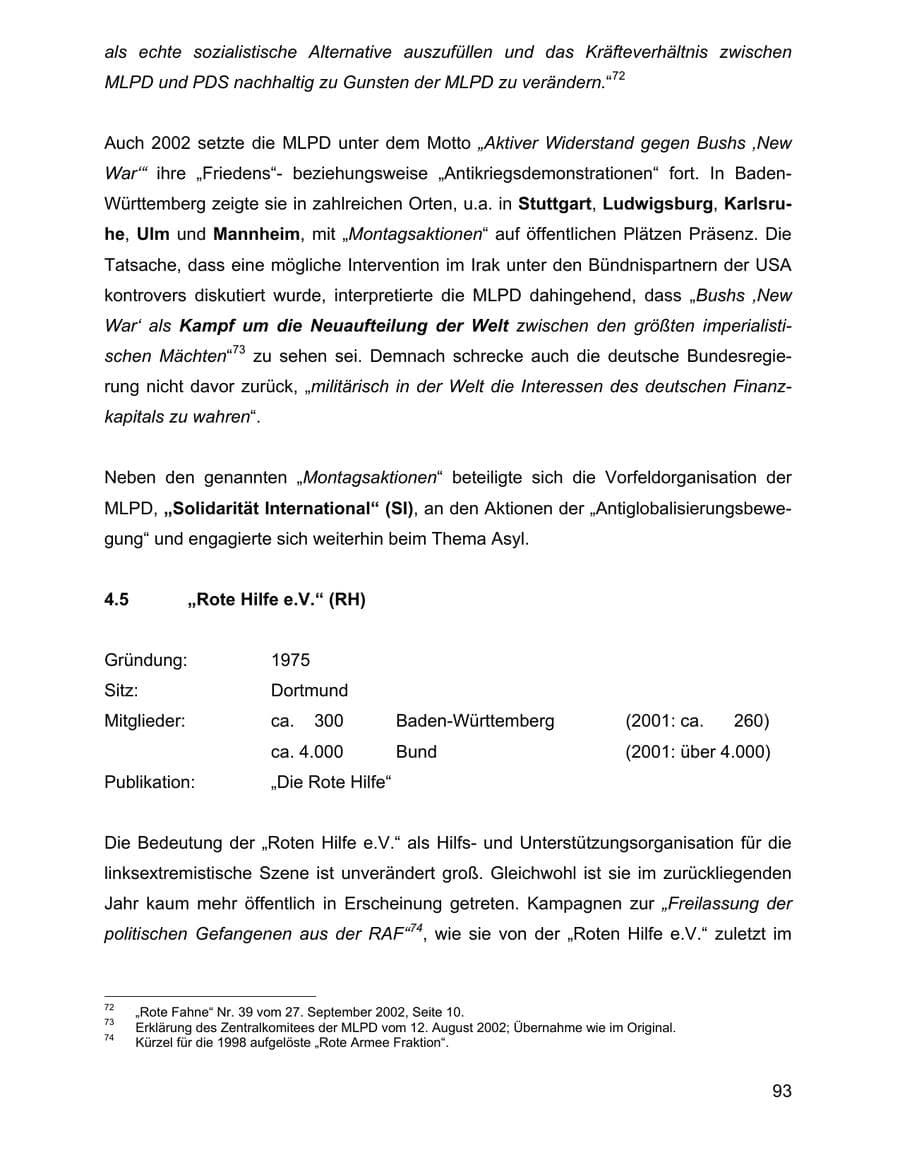 Seite 93 des Verfassungsschutzbericht 2002 Baden-Württemberg