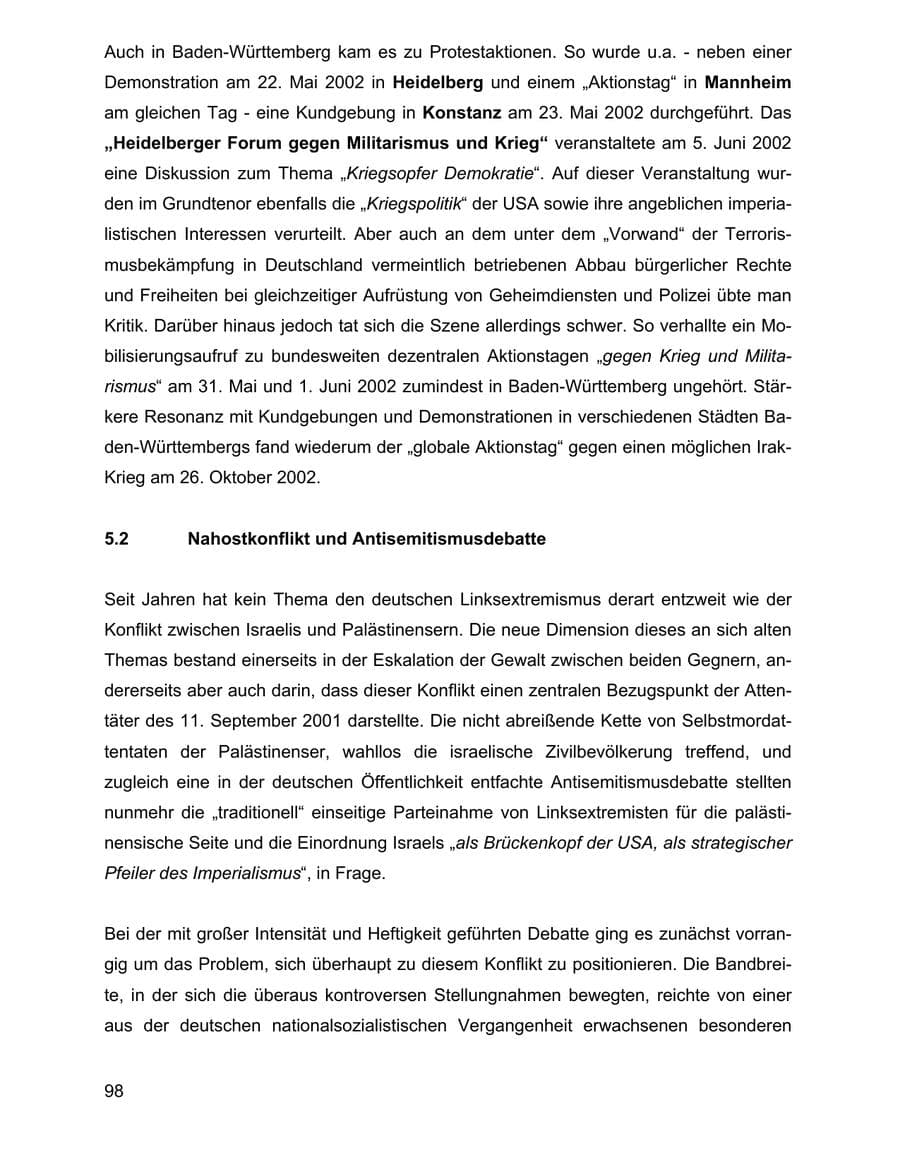 Seite 98 des Verfassungsschutzbericht 2002 Baden-Württemberg