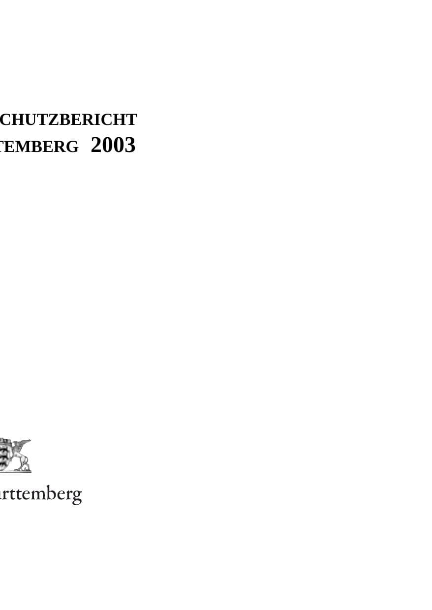 Seite 2 des Verfassungsschutzbericht 2003 Baden-Württemberg