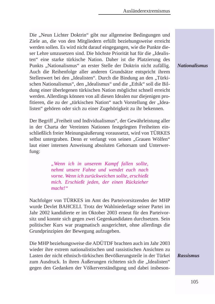 Seite 106 des Verfassungsschutzbericht 2003 Baden-Württemberg