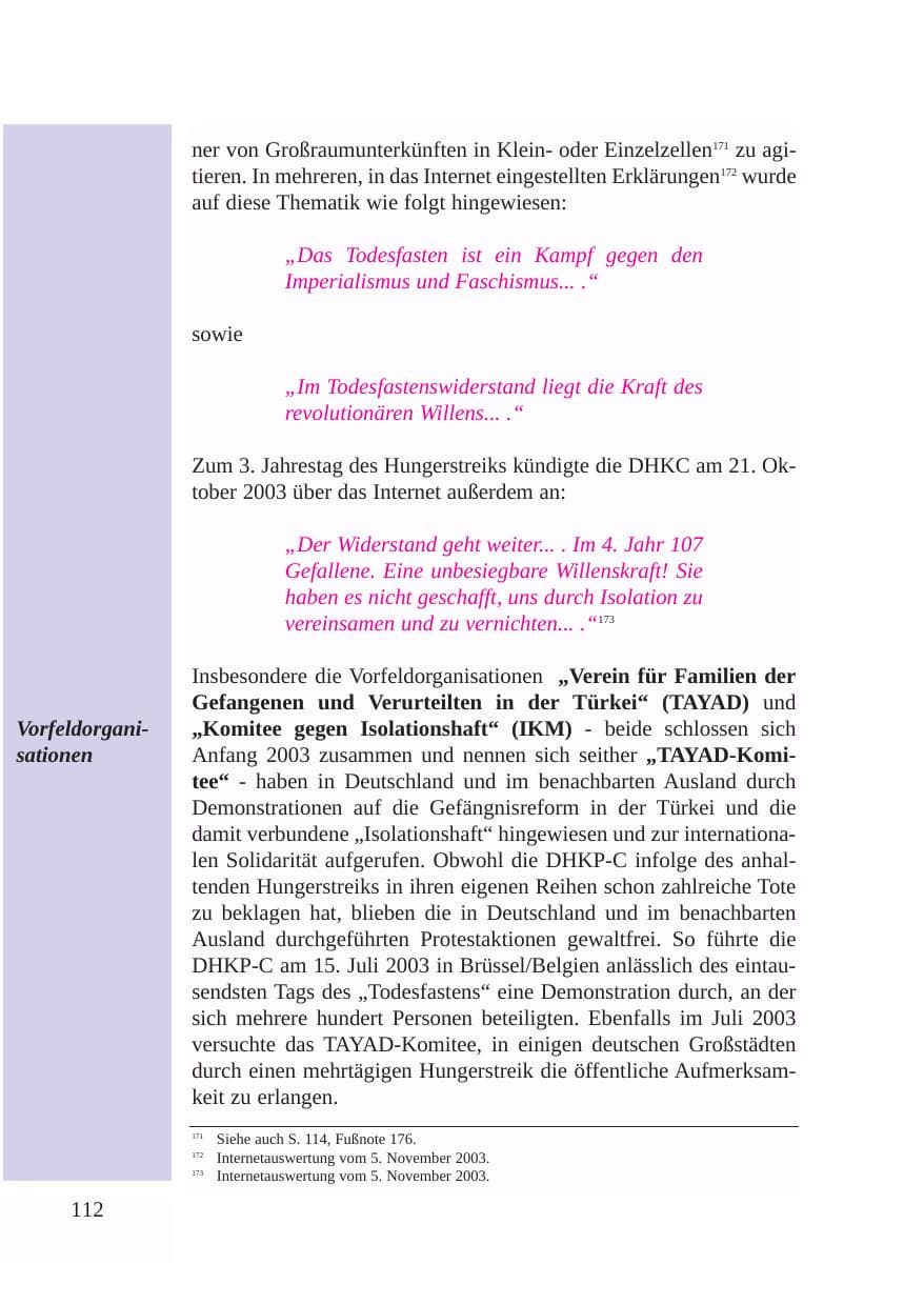 Seite 113 des Verfassungsschutzbericht 2003 Baden-Württemberg