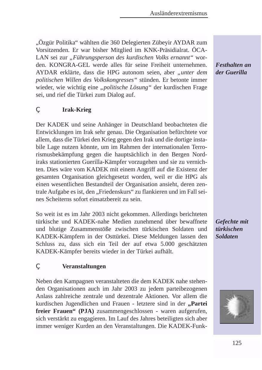 Seite 126 des Verfassungsschutzbericht 2003 Baden-Württemberg