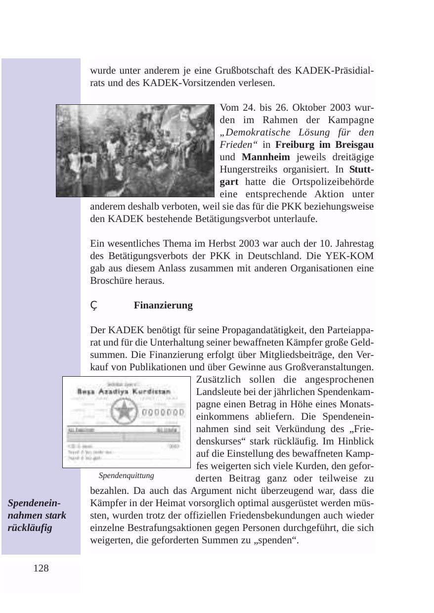 Seite 129 des Verfassungsschutzbericht 2003 Baden-Württemberg