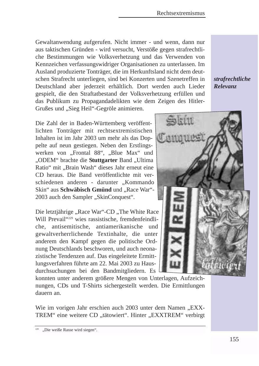 Seite 156 des Verfassungsschutzbericht 2003 Baden-Württemberg