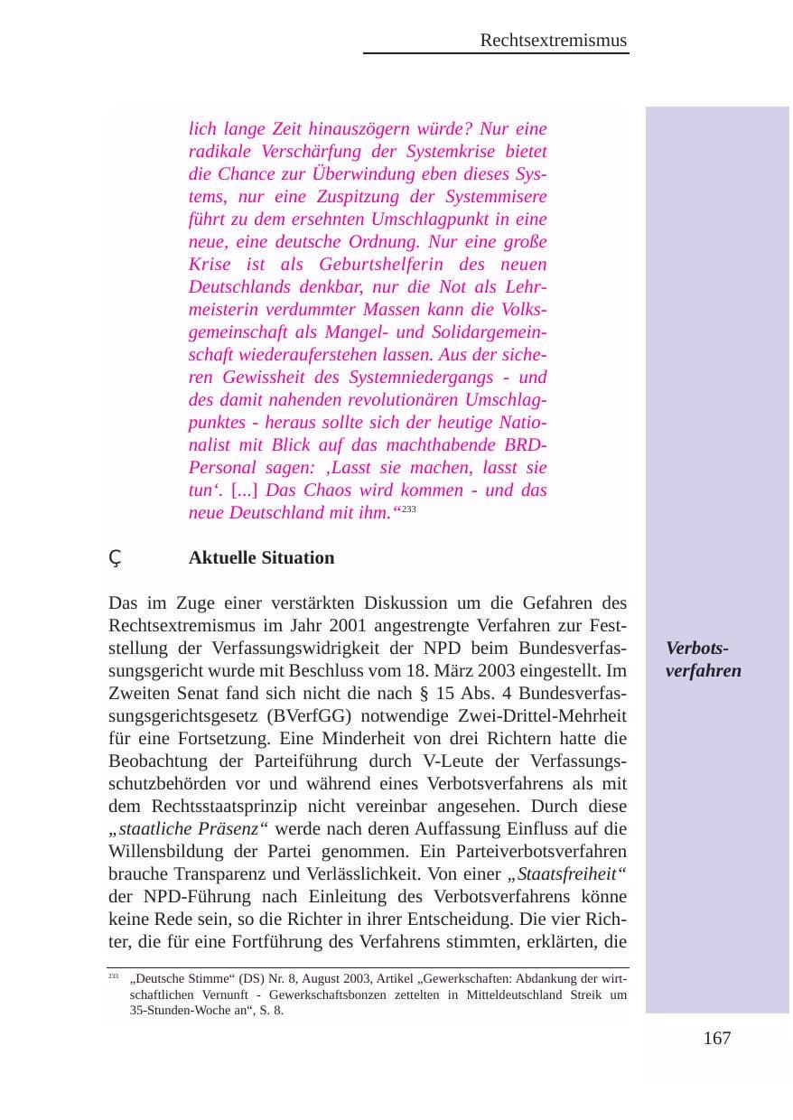 Seite 168 des Verfassungsschutzbericht 2003 Baden-Württemberg