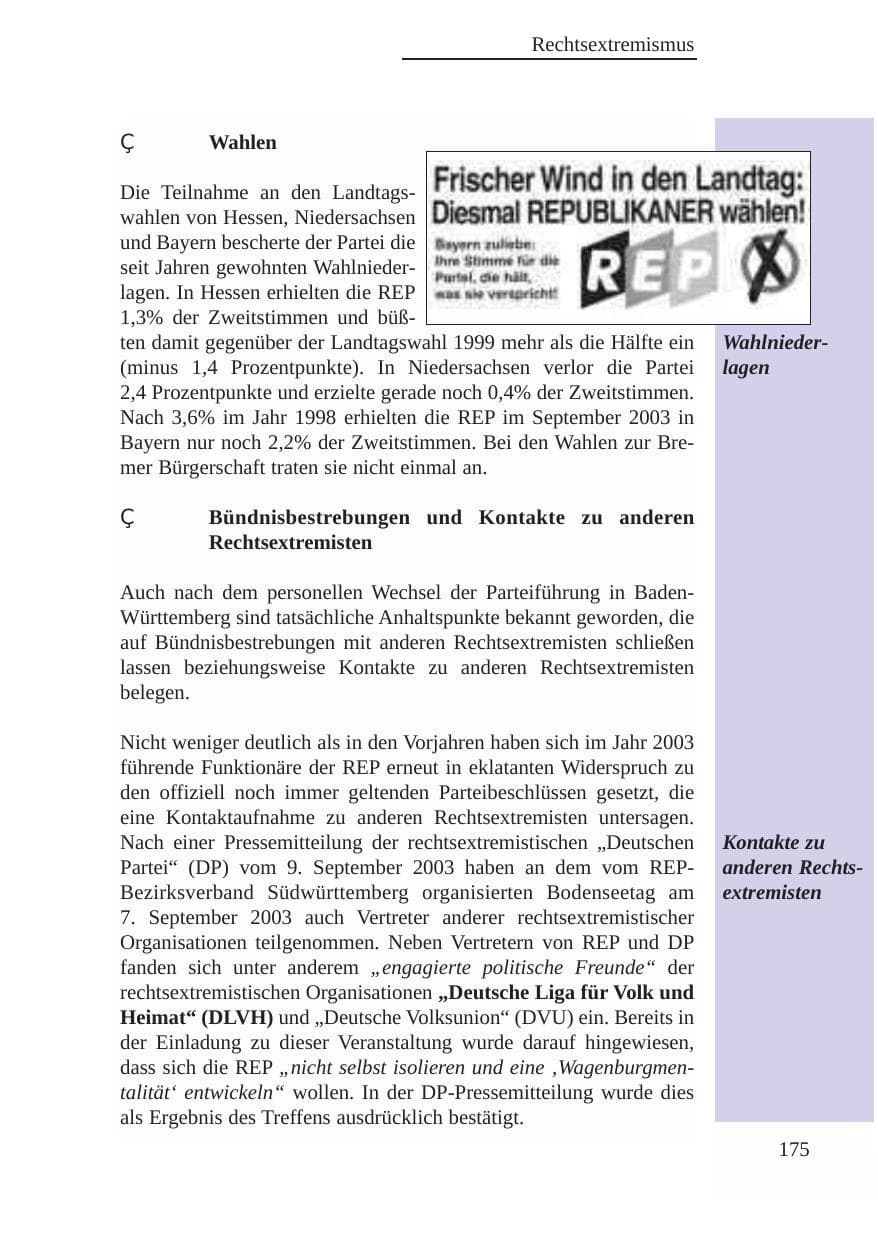Seite 176 des Verfassungsschutzbericht 2003 Baden-Württemberg