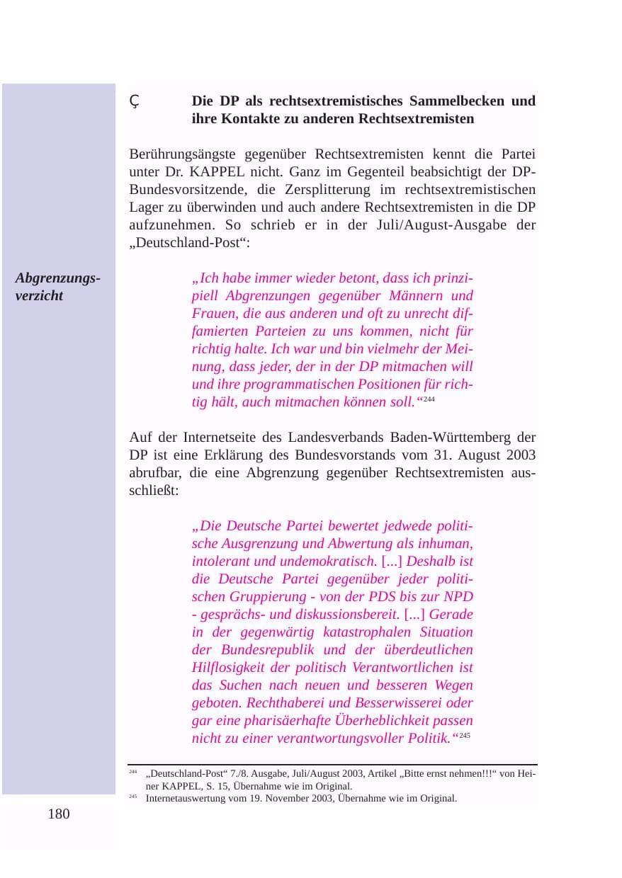 Seite 181 des Verfassungsschutzbericht 2003 Baden-Württemberg