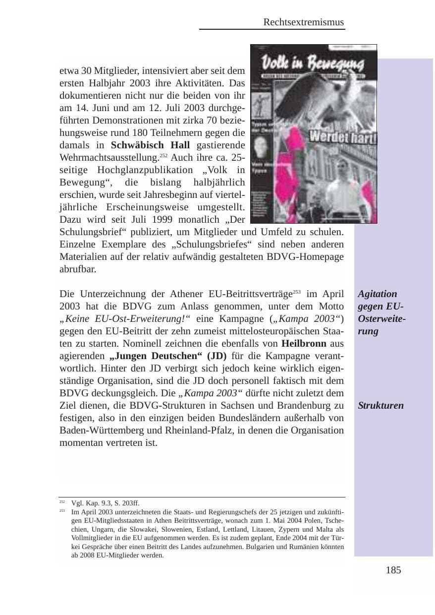 Seite 186 des Verfassungsschutzbericht 2003 Baden-Württemberg