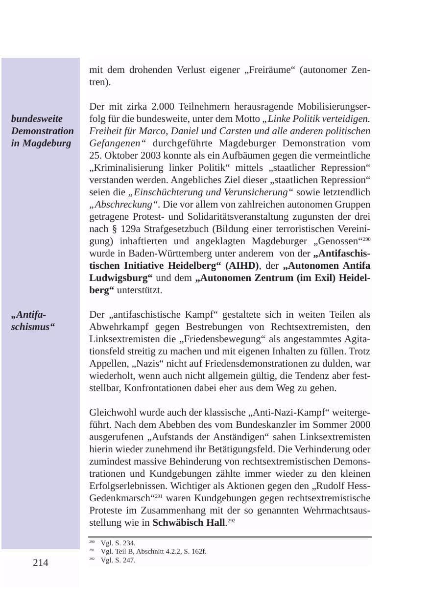 Seite 215 des Verfassungsschutzbericht 2003 Baden-Württemberg
