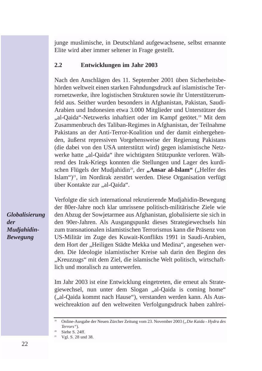 Seite 23 des Verfassungsschutzbericht 2003 Baden-Württemberg