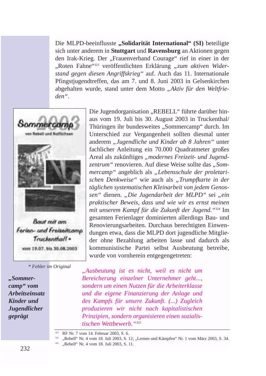 Seite 233 des Verfassungsschutzbericht 2003 Baden-Württemberg