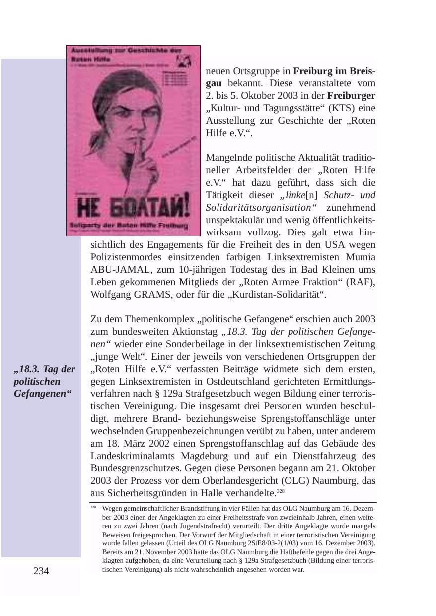 Seite 235 des Verfassungsschutzbericht 2003 Baden-Württemberg