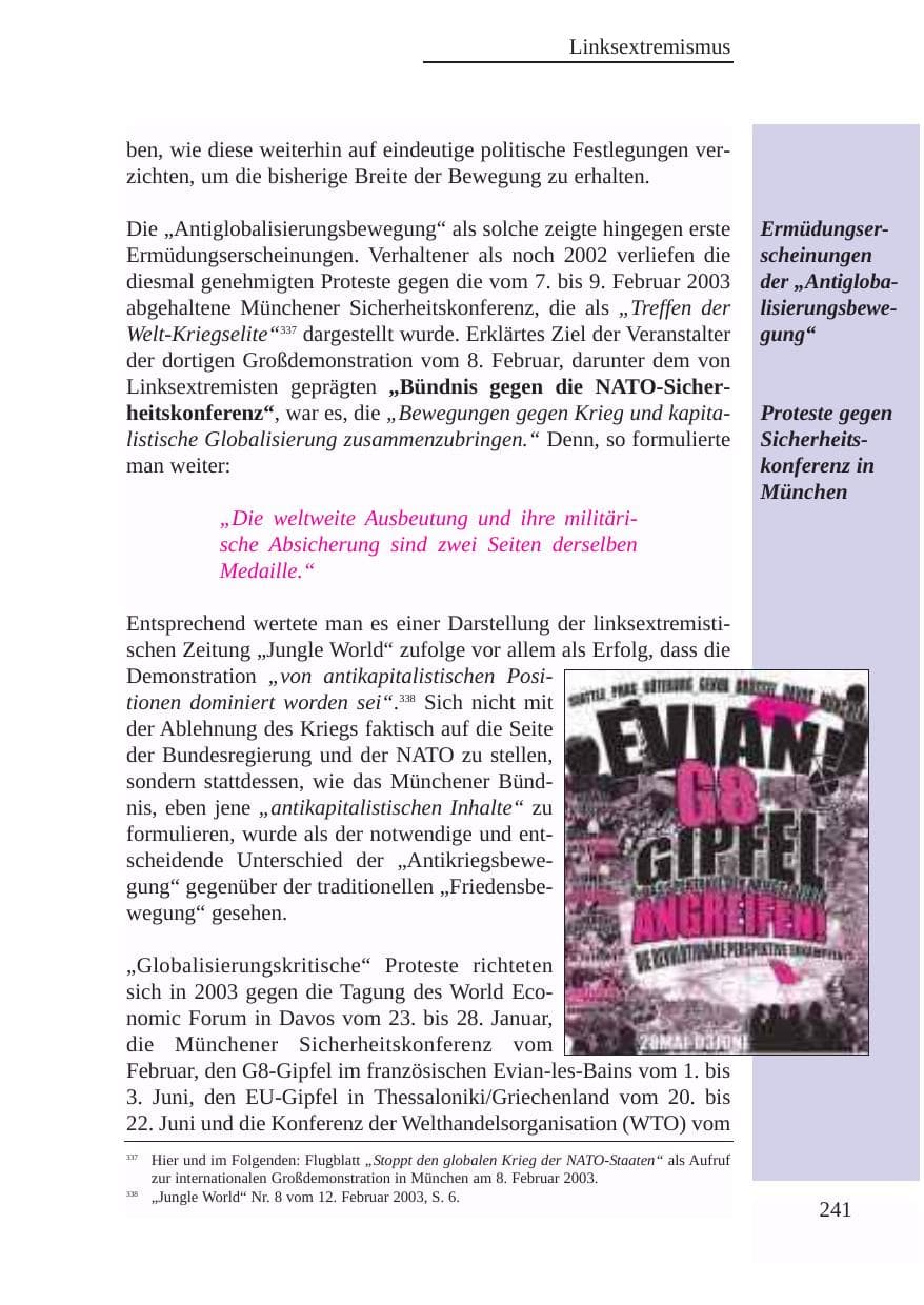 Seite 242 des Verfassungsschutzbericht 2003 Baden-Württemberg