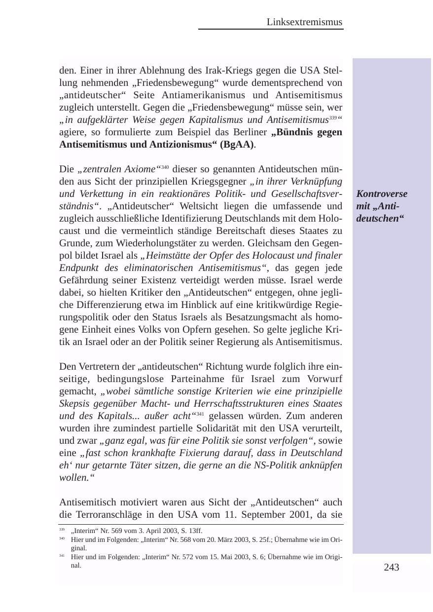 Seite 244 des Verfassungsschutzbericht 2003 Baden-Württemberg
