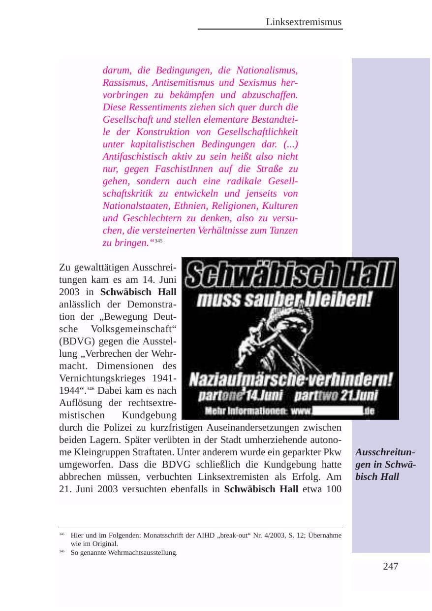Seite 248 des Verfassungsschutzbericht 2003 Baden-Württemberg
