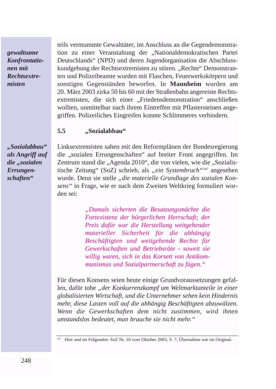 Seite 249 des Verfassungsschutzbericht 2003 Baden-Württemberg