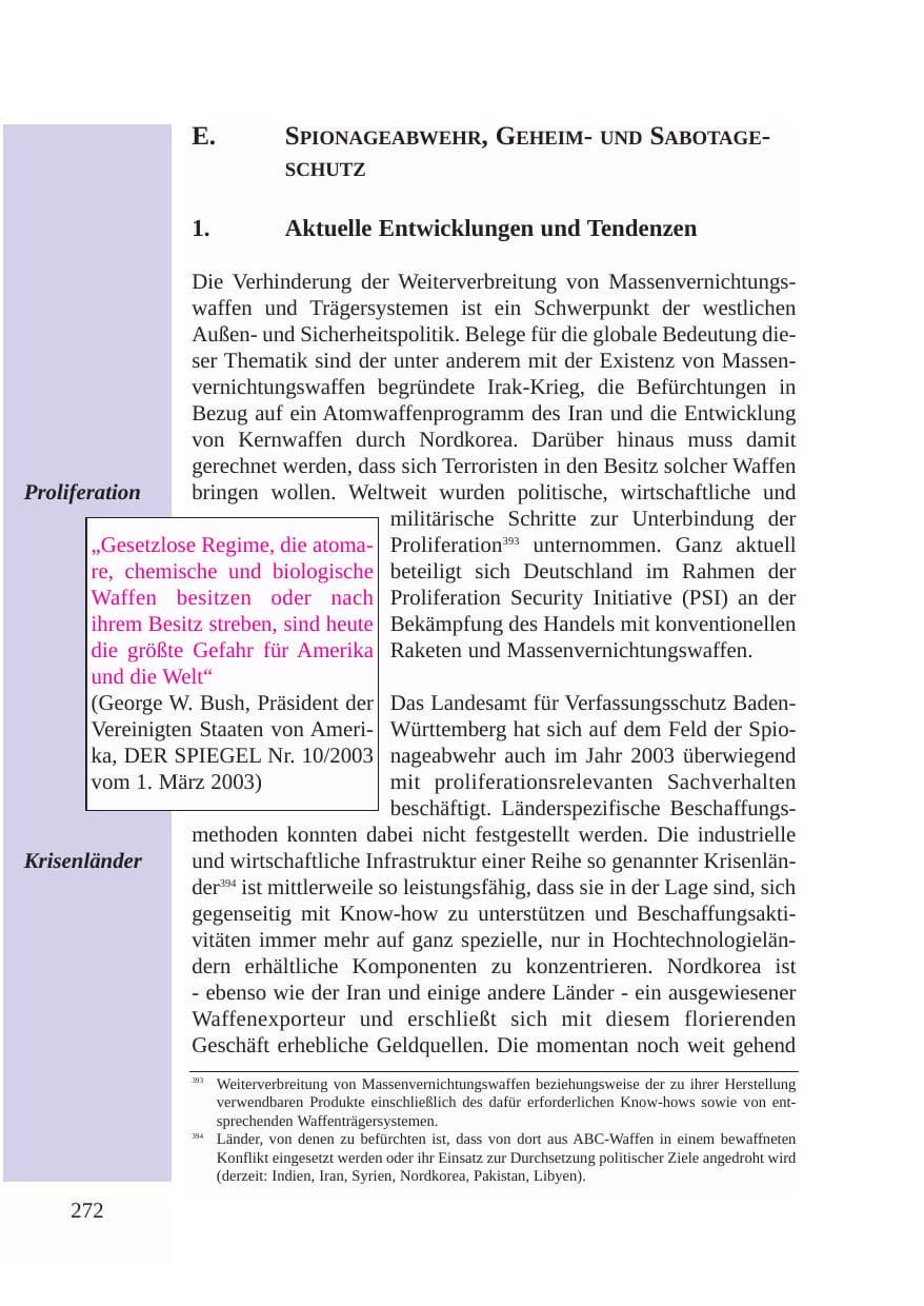 Seite 273 des Verfassungsschutzbericht 2003 Baden-Württemberg