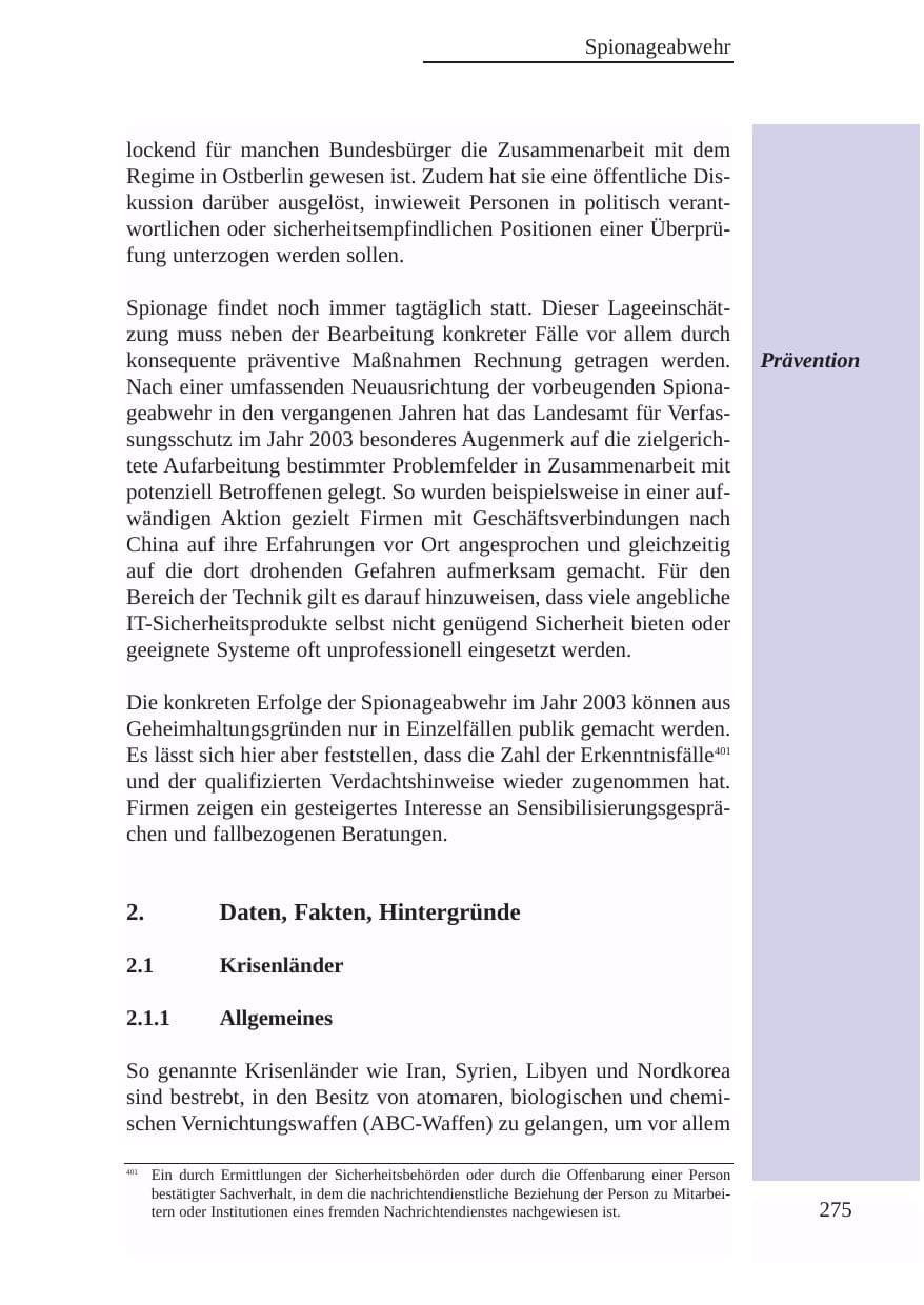 Seite 276 des Verfassungsschutzbericht 2003 Baden-Württemberg