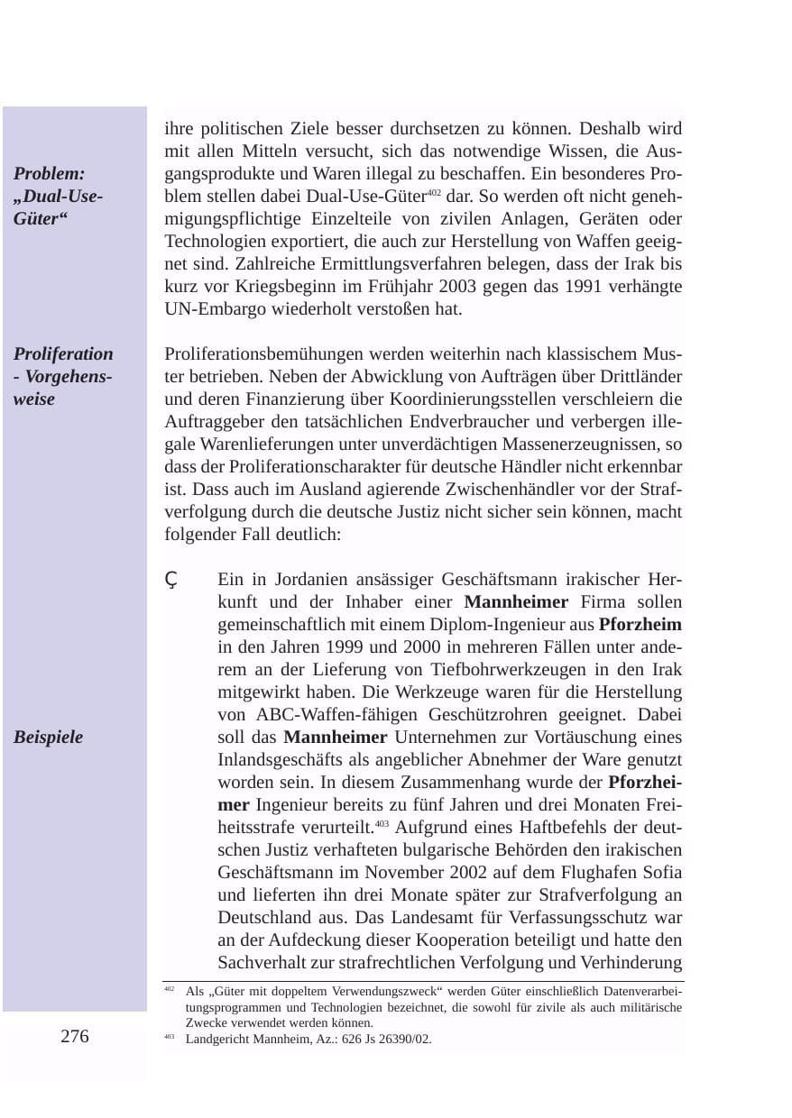 Seite 277 des Verfassungsschutzbericht 2003 Baden-Württemberg