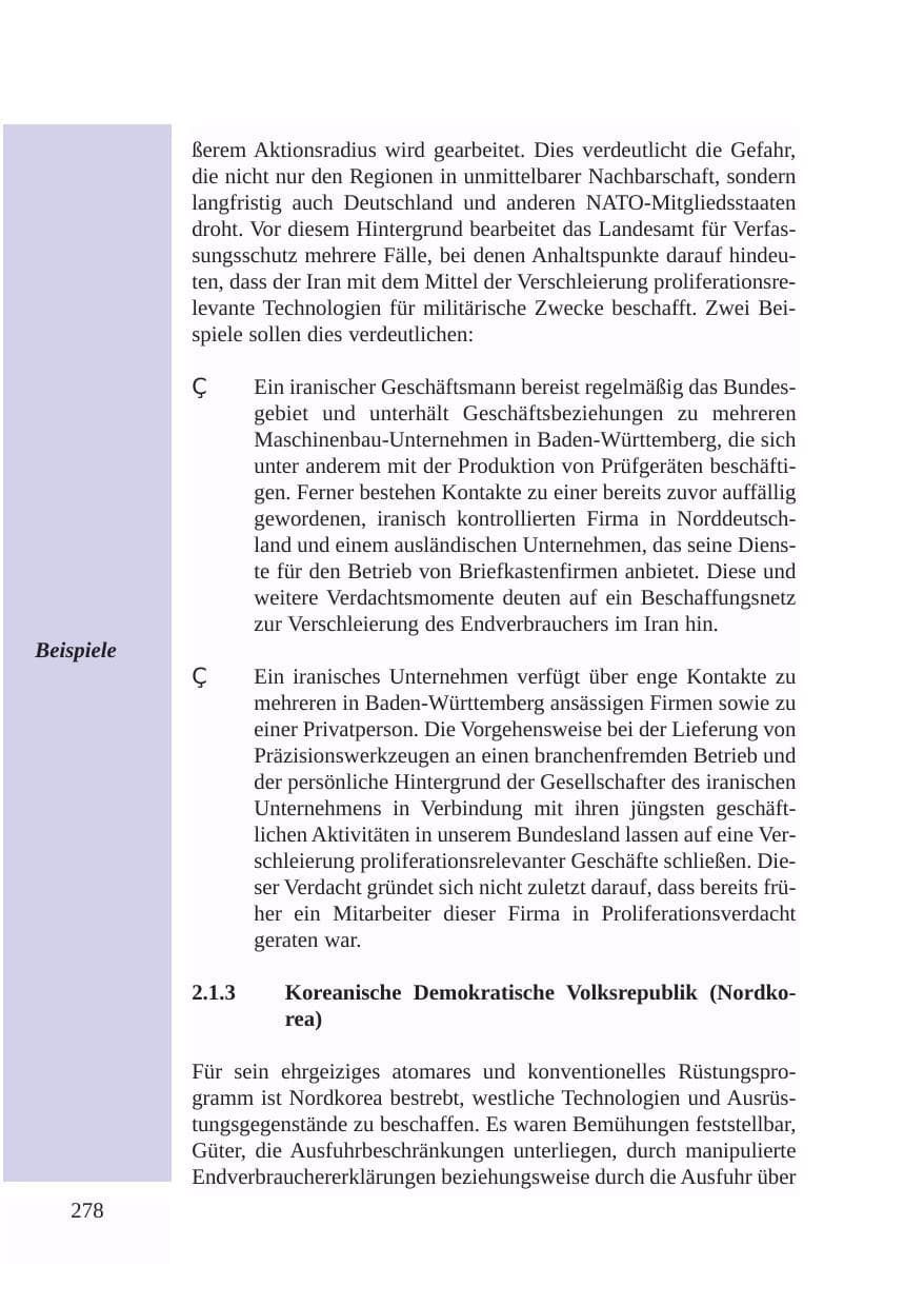 Seite 279 des Verfassungsschutzbericht 2003 Baden-Württemberg