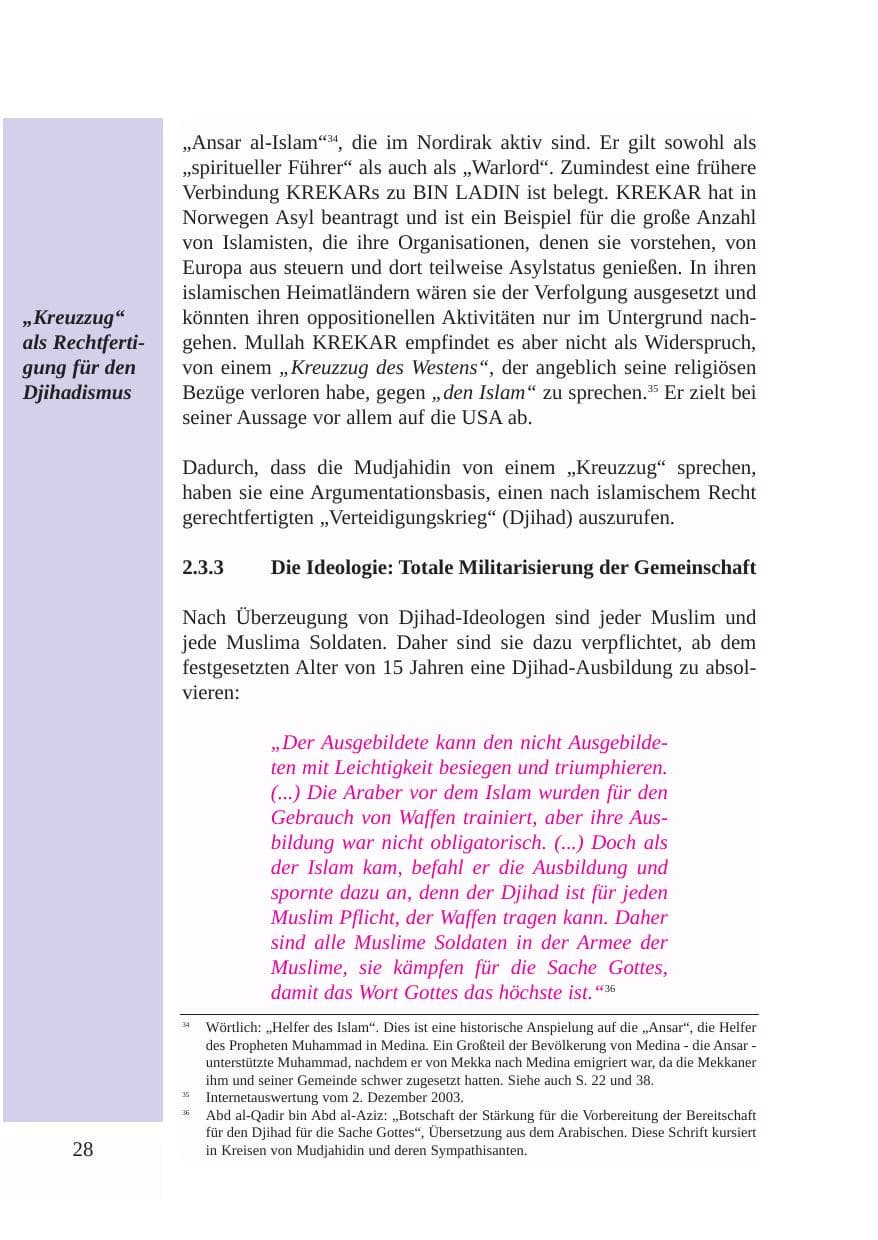 Seite 29 des Verfassungsschutzbericht 2003 Baden-Württemberg