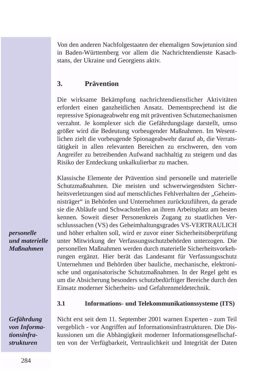 Seite 285 des Verfassungsschutzbericht 2003 Baden-Württemberg