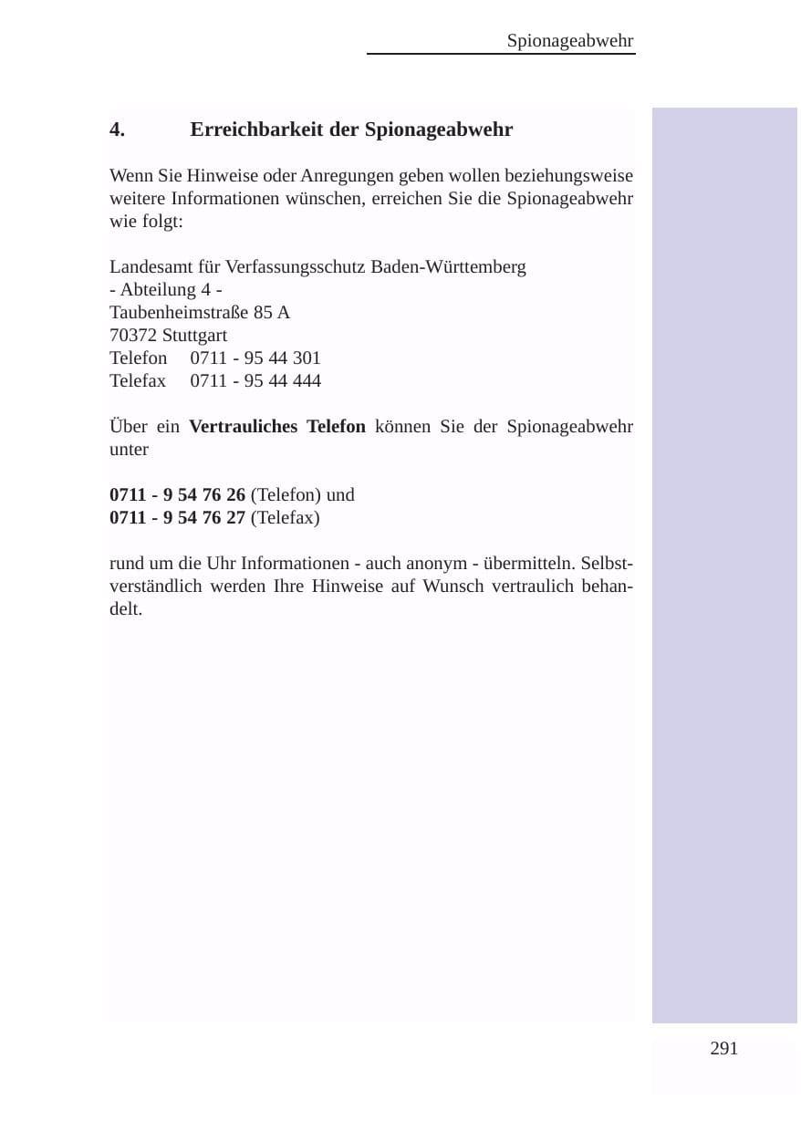 Seite 292 des Verfassungsschutzbericht 2003 Baden-Württemberg