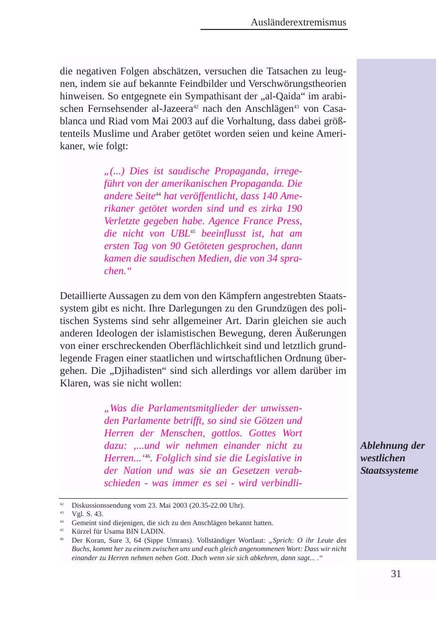 Seite 32 des Verfassungsschutzbericht 2003 Baden-Württemberg