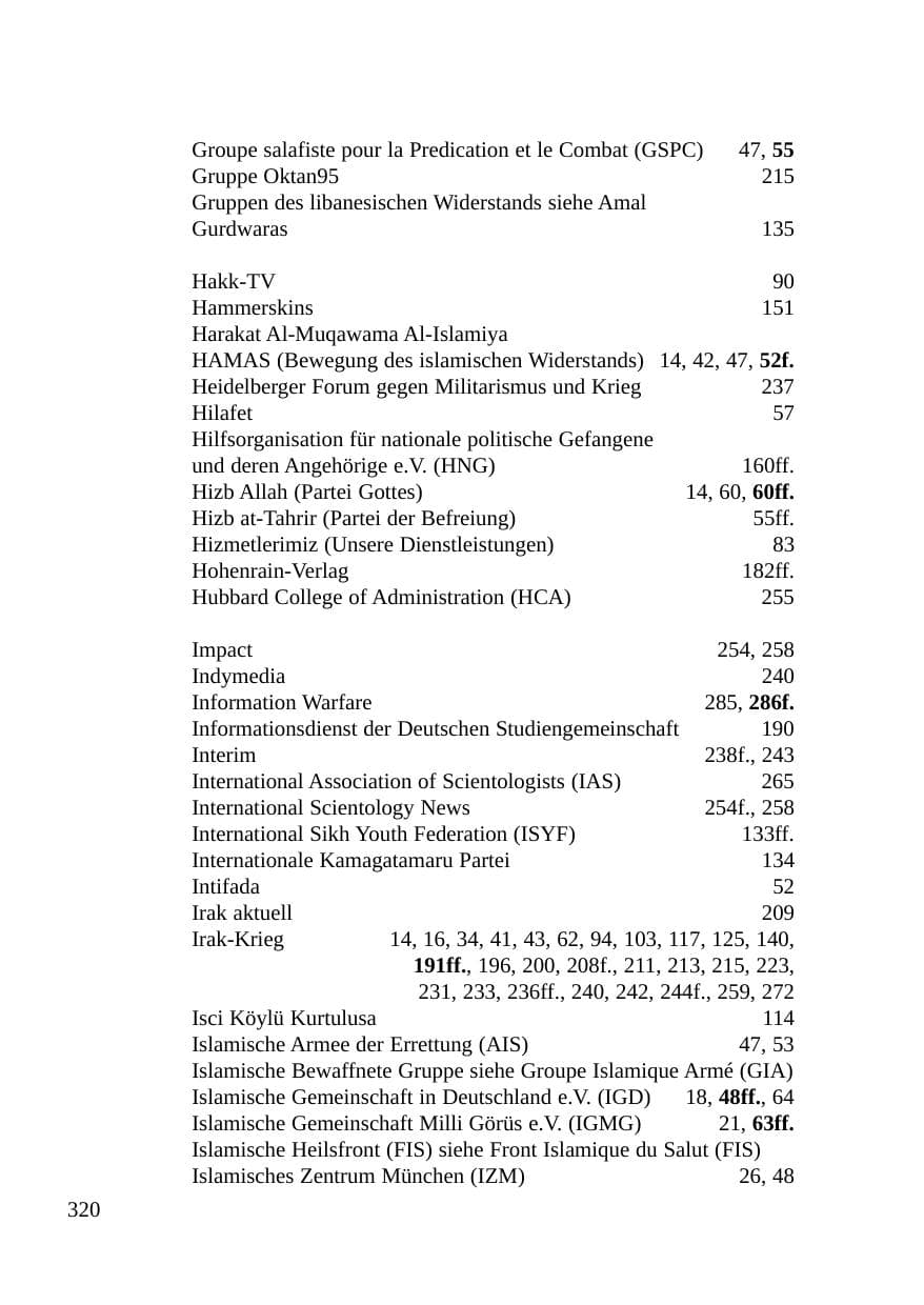Seite 321 des Verfassungsschutzbericht 2003 Baden-Württemberg