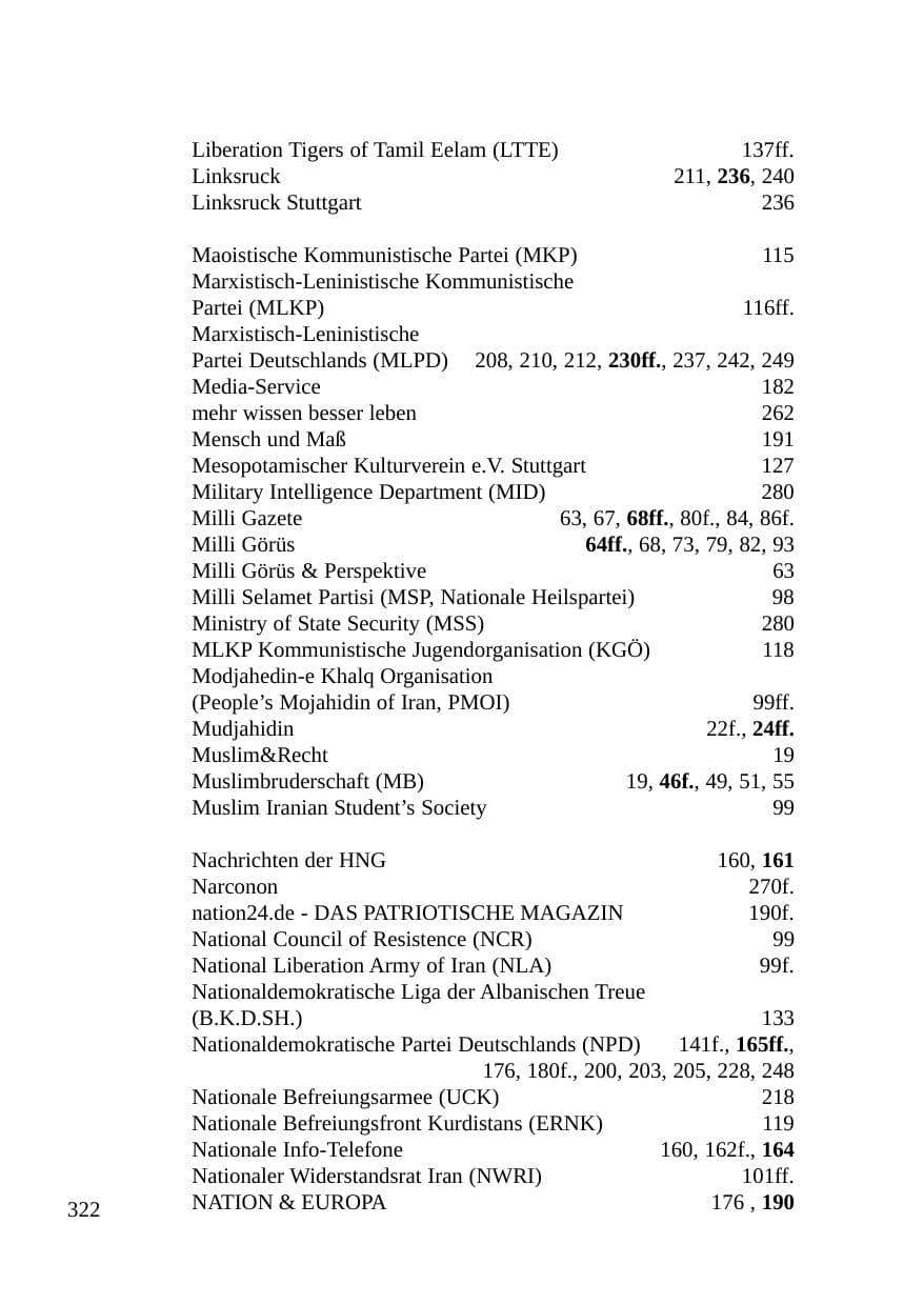 Seite 323 des Verfassungsschutzbericht 2003 Baden-Württemberg