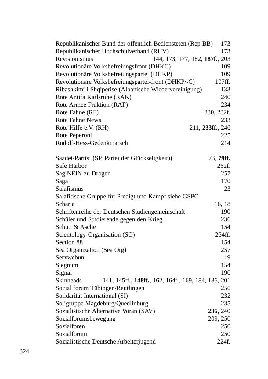 Seite 325 des Verfassungsschutzbericht 2003 Baden-Württemberg