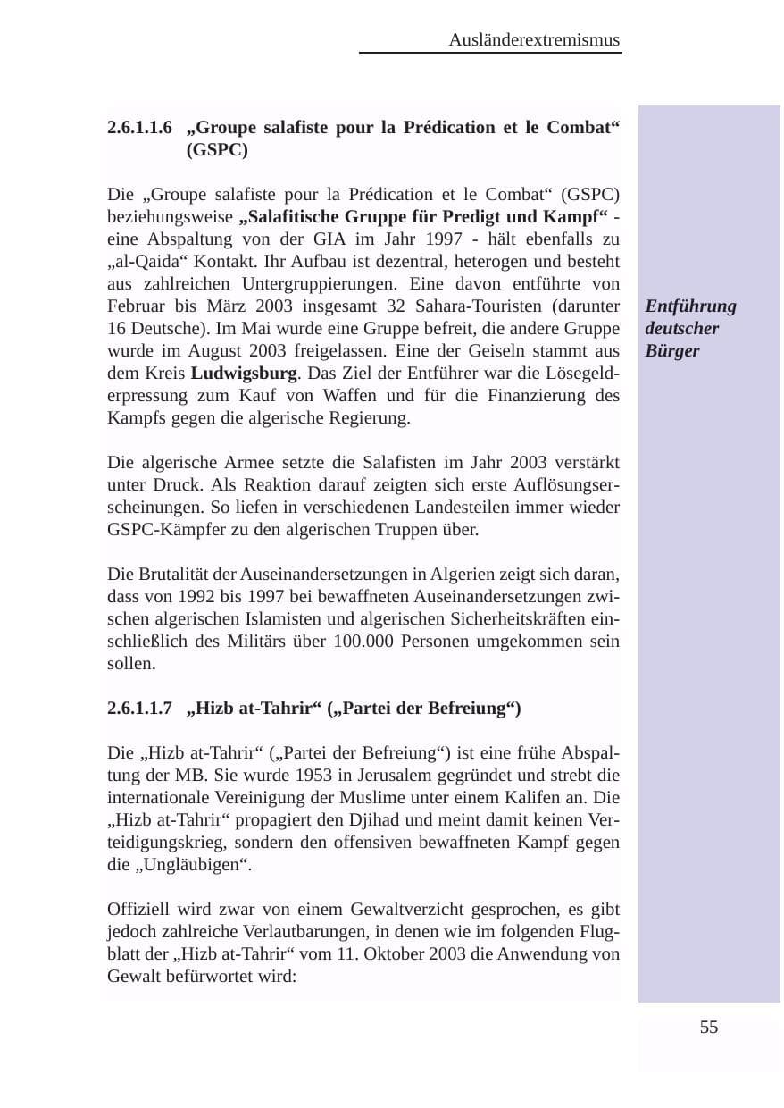 Seite 56 des Verfassungsschutzbericht 2003 Baden-Württemberg