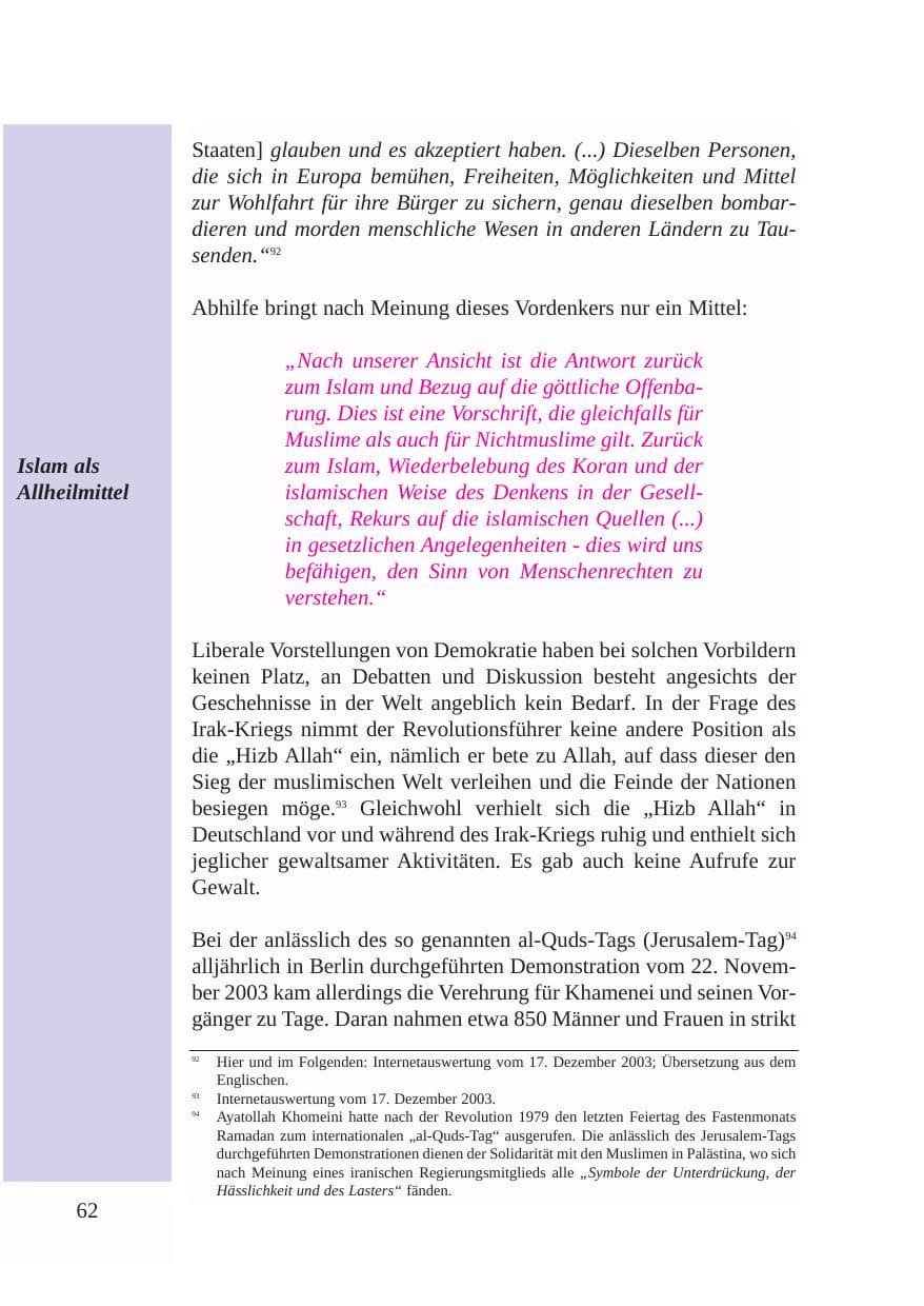 Seite 63 des Verfassungsschutzbericht 2003 Baden-Württemberg