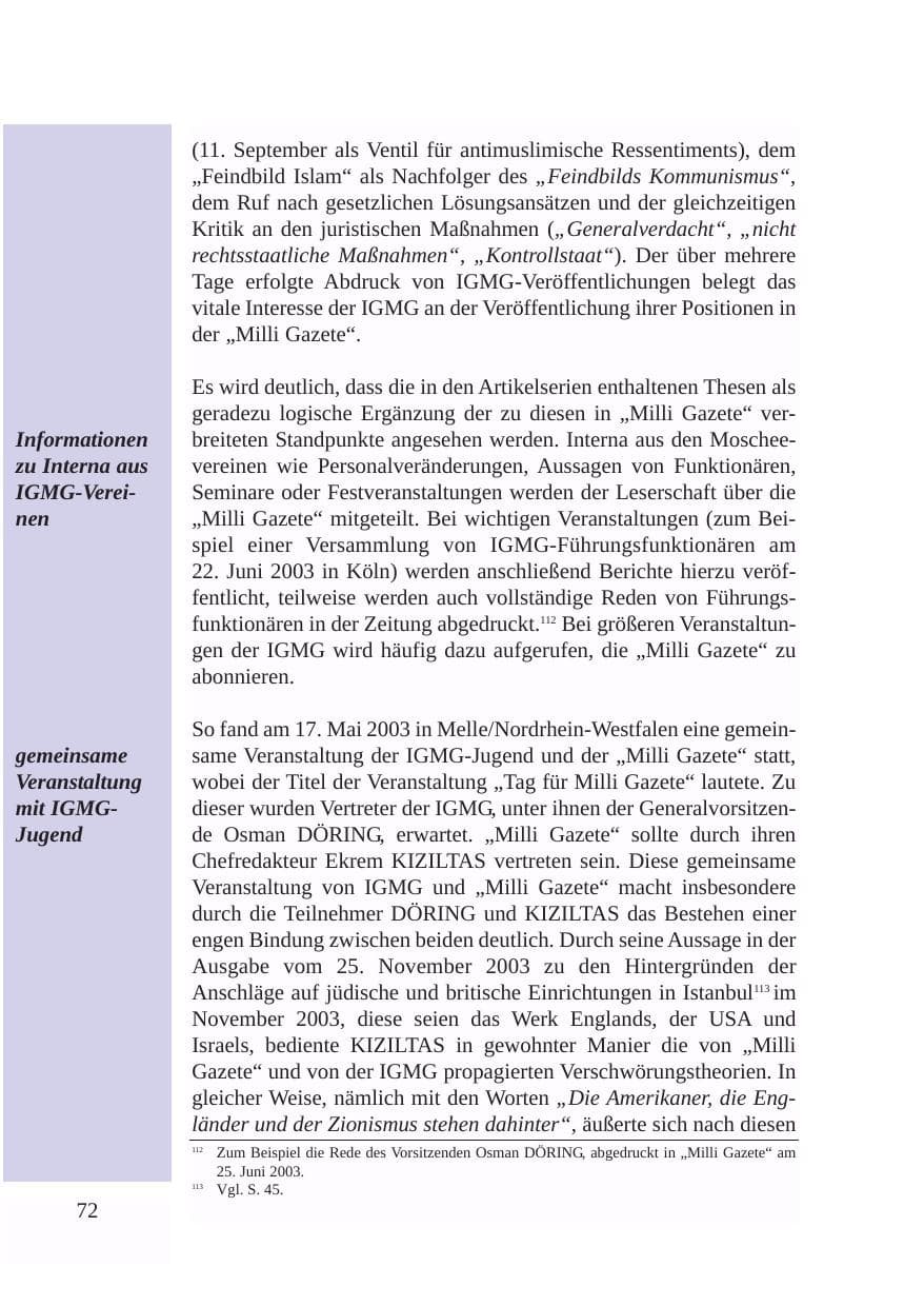 Seite 73 des Verfassungsschutzbericht 2003 Baden-Württemberg
