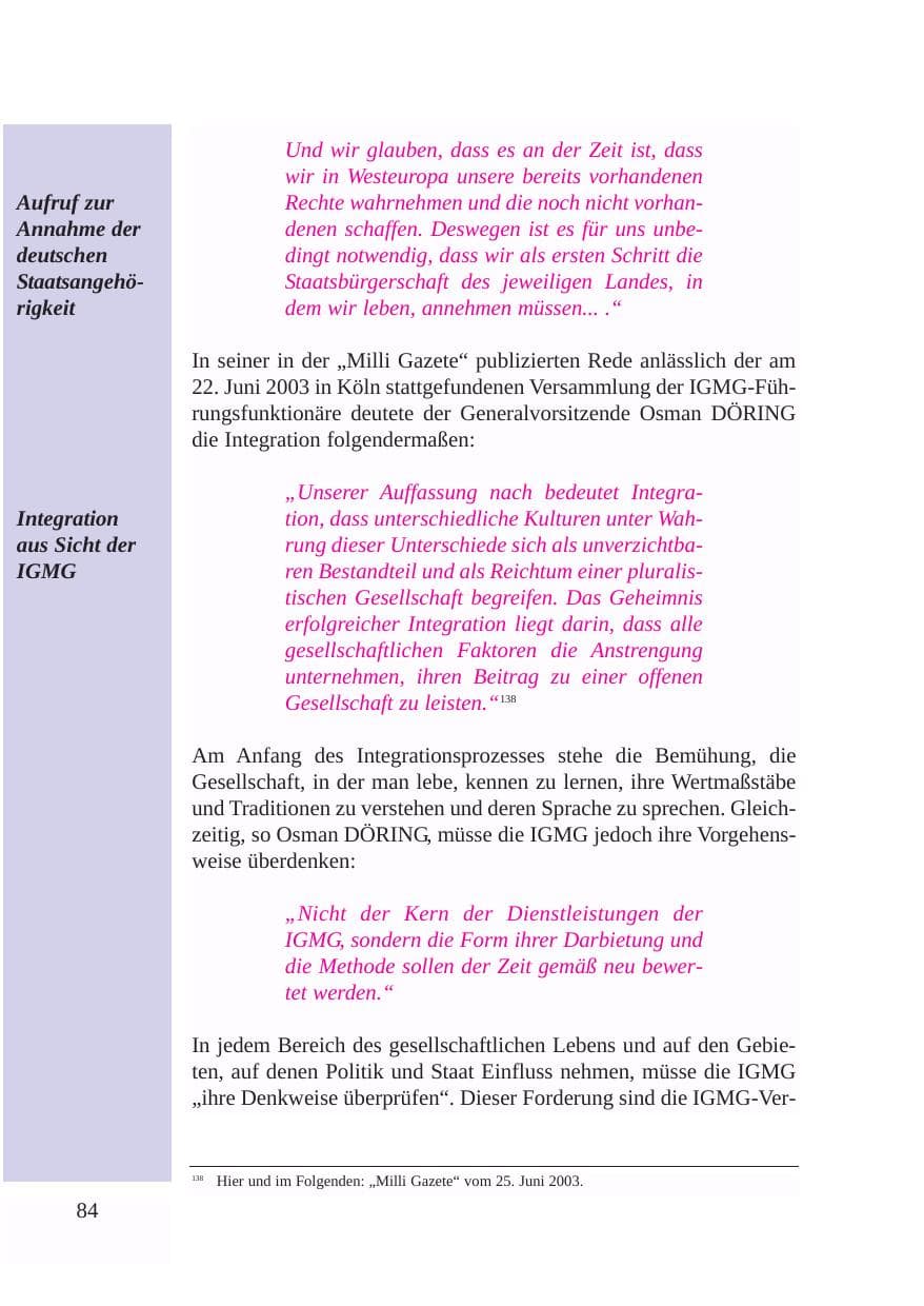 Seite 85 des Verfassungsschutzbericht 2003 Baden-Württemberg